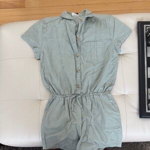 Abercrombie Kids Sage Green Button-Up Romper